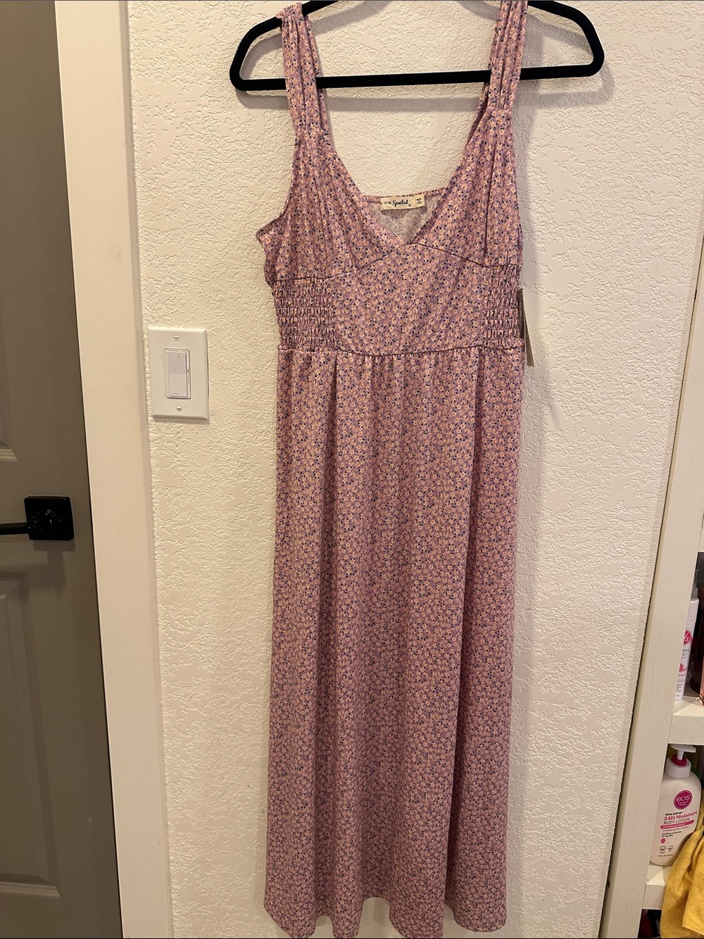 Lilac Floral Sleeveless Midi Dress